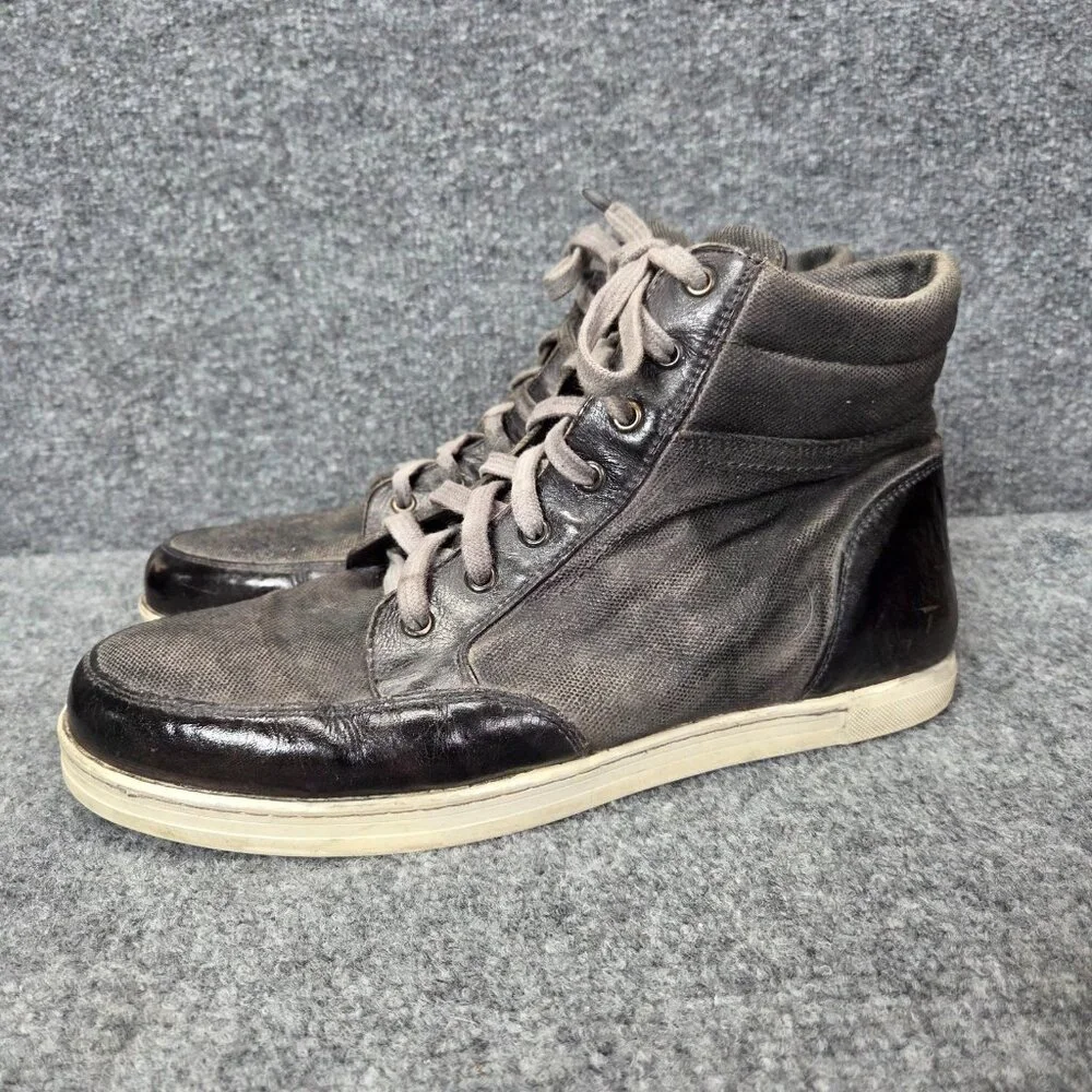 Mens Bed Stu Marcus II Distressed Gray Leather Sneaker‎ Shoes Hi Top Size 13